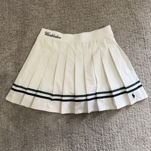 Polo Ralph Lauren Wimbledon Pleated Tennis Skirt White Medium Sporty Preppy Golf